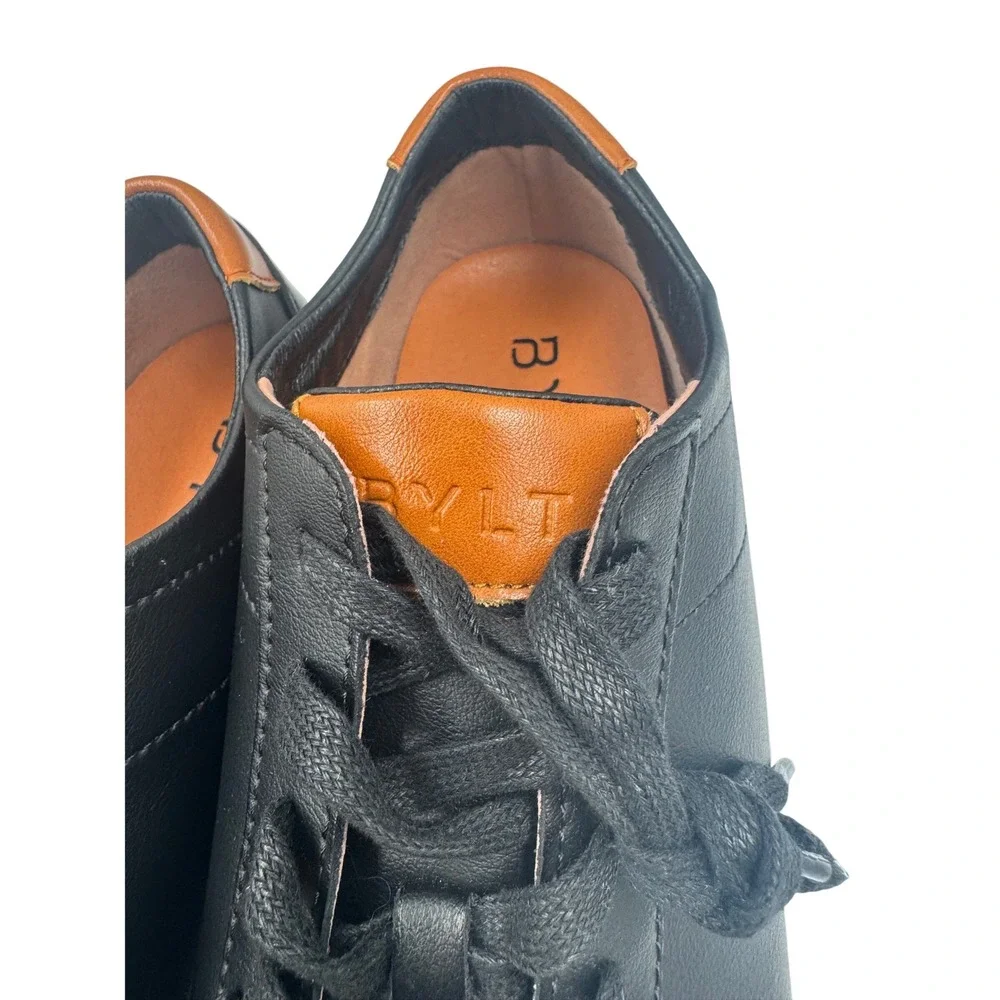 BYLT Everyday Shoes Mens 12 Black Tan Low Top Minimalist Sneakers Leather